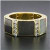 Image 2 : Vintage Gemlok 18K Gold Diamond Inlaid Black Mother of Pearl Eternity Band Ring