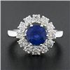 Image 2 : NEW Platinum 3.06 ctw GIA Ceylon Round Blue Sapphire Brilliant Diamond Halo Ring