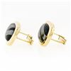 Image 3 : Vintage 14k Yellow Gold Swivel Cuff Links w/ Hematite Inlaid in Black Onyx