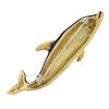 Image 3 : Vintage 14k Yellow Gold Blue & White Enamel Whale or Dolphin Pin Brooch