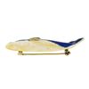 Image 6 : Vintage 14k Yellow Gold Blue & White Enamel Whale or Dolphin Pin Brooch