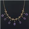 Image 6 : Rare Antique Victorian 14K Gold 14 ctw Oval Amethyst Pearl Fringe Collier Neckla