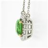 Image 8 : NEW Plat. 18k Gold GIA Cushion Tsavorite Solitaire Diamond Halo Pendant Necklace