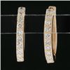 Image 2 : NEW Classic 14k Rose Gold 0.20 ctw Pave Diamond 12.5mm Petite Huggie Hoop Earrin