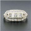 Image 2 : Antique Art Deco 14k Two Tone Gold 0.35 ctw Old Single Cut Pave Diamond Band Rin