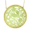 Image 2 : 25" Vintage 14k Gold Large Carved Pierced Green Jade Medallion Pendant Necklace