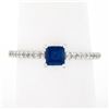 Image 8 : NEW 14K White Gold 0.63 ctw Square Step Cut Sapphire Solitaire & Diamond Ring