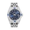 Image 1 : Rolex Ladies Quickset Stainless Steel Blue Roman 18K White Gold Diamond & Sapphi