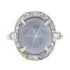 Image 5 : Antique Platinum GIA Ceylon NO HEAT Cabochon Blue Star Sapphire & Diamond Ring