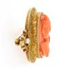 Image 6 : Antique Victorian 14k Gold Carved Coral Cameo w/ Hand Engraved Frame Brooch Pin