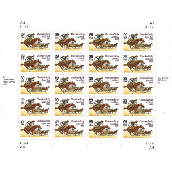 1983 Cherokee Strip Land Run stamp sheet