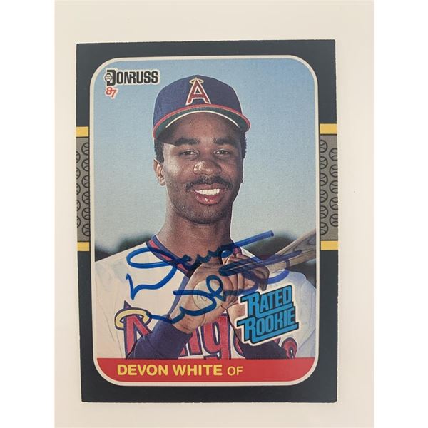 Devon White signed baseball card