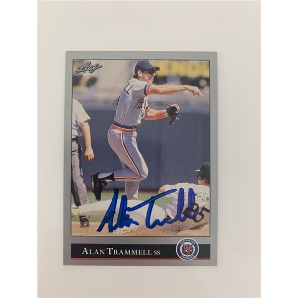 Alan Trammell signed baseball card
