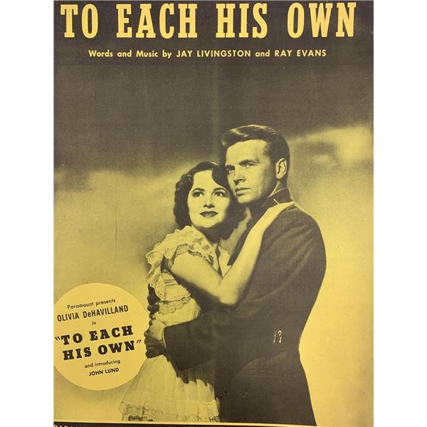 To Each His Own unsigned sheet music