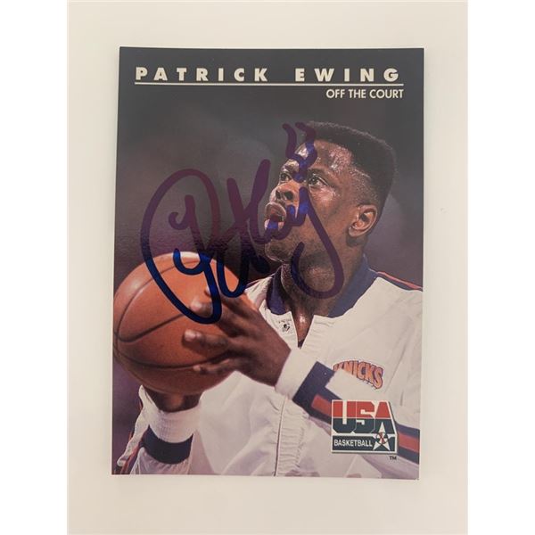 Patrick Ewing signed basketball card