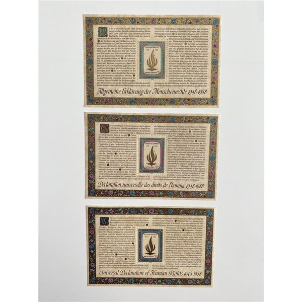 1988 United Nations set of 3 stamps