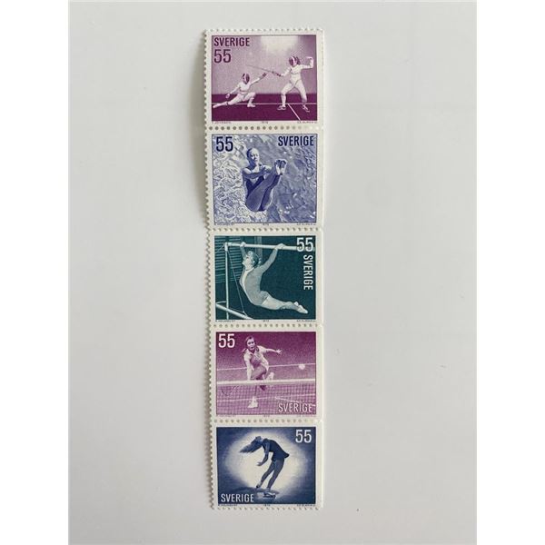 Set of 5 55 cent Swedish winter sports stamps