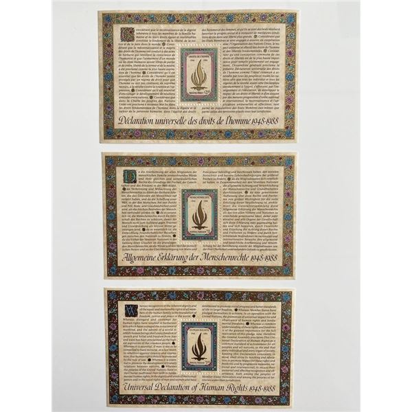 1988 United Nations set of 3 stamps