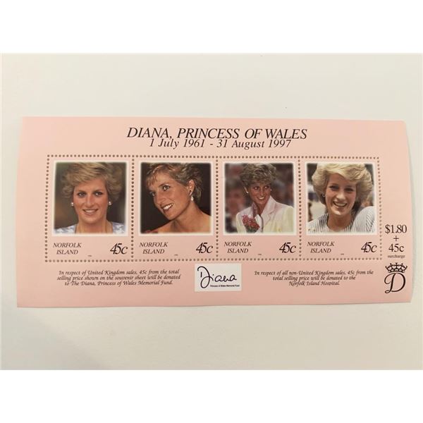 Norfolk Island Diana Princess of Wales commemorative stamp set