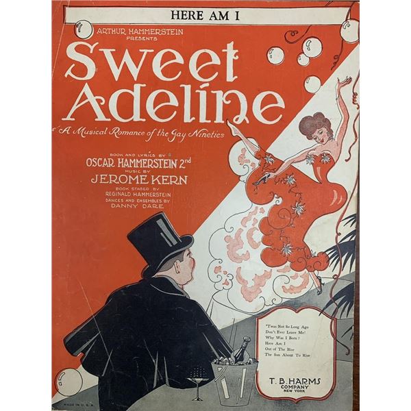 Here I Am Sweet Adeline unsigned sheet music