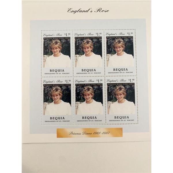 Bequia Princess Diana commemorative stamp set