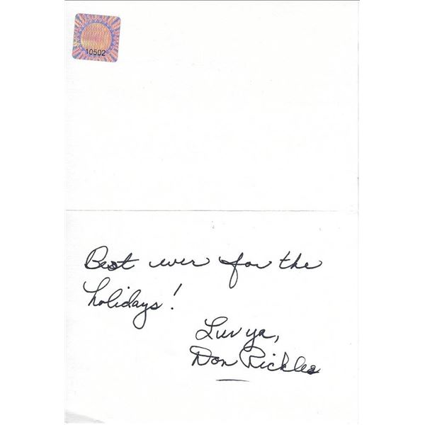 CPO Sharkey Don Rickles signed original hand drawn Christmas card