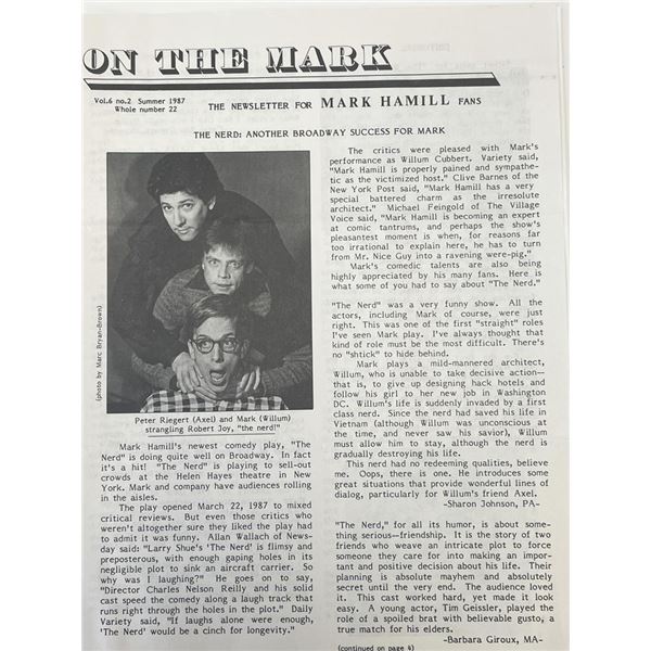 Star Wars Mark Hamill newsletter page