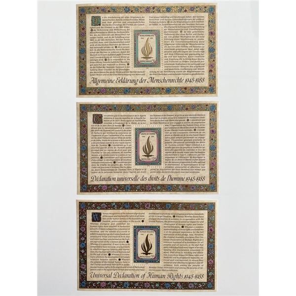 1988 United Nations set of 3 stamps