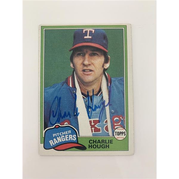 Charlie Hough signed baseball card