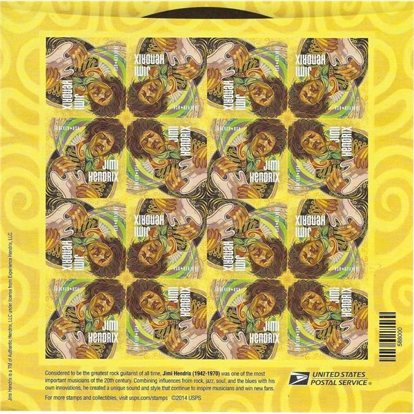 Jimi Hendrix commemorative stamp sheet