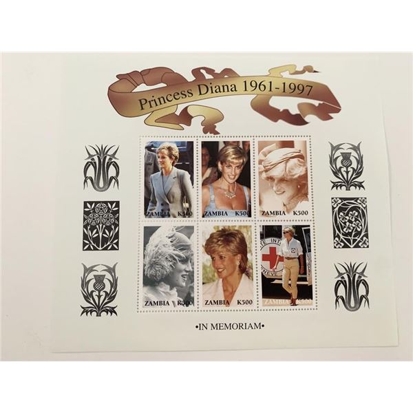 Zambia Diana Princess of Wales commemorative stamp set
