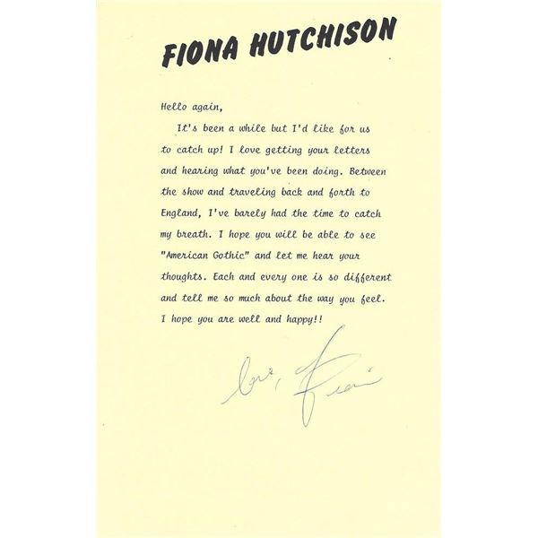 Guiding Lights Fiona Hutchison signed letter