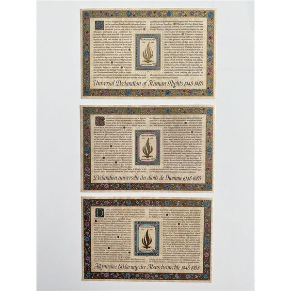 1988 United Nations set of 3 stamps