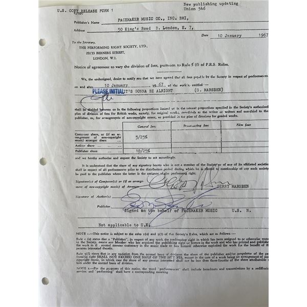 Gerry and The Pacemakers Gerry Marsden  signed contract
