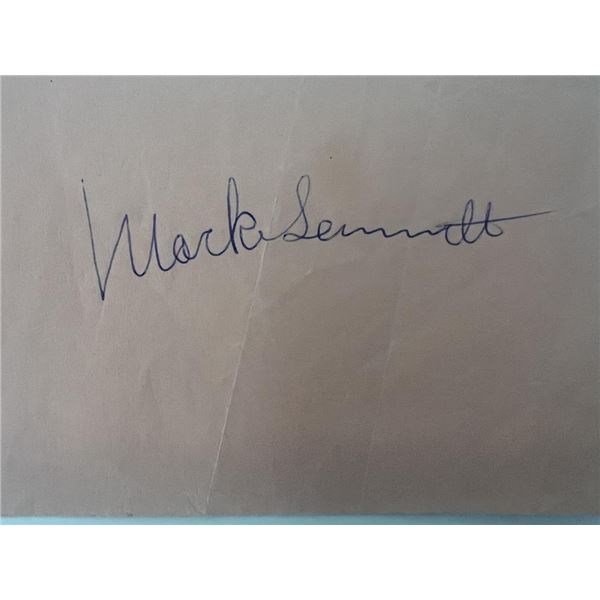 Keystone Studios Founder Mack Sennett original signature