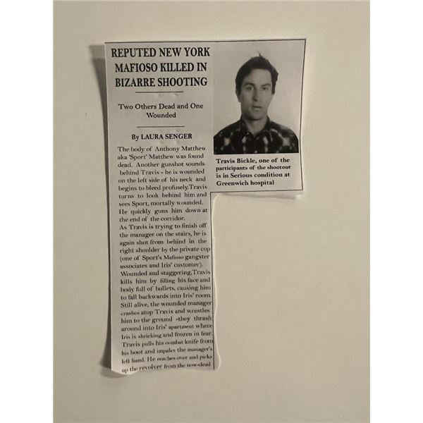 Taxi Driver Matthew "Sport" Higgins prop newspaper clipping