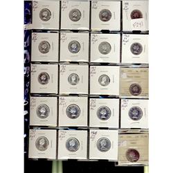 RCM Proof like single coins, Includes 5¢ 1955 to 1964, 10¢  1965(2), 25¢ 1960 to 1967.  Lot of 20 co