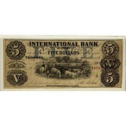 International Bank of Canada 1858 $5 CH-38010-06-16 Fine (tear) & The Royal Bank of Canada 1913 $5 F