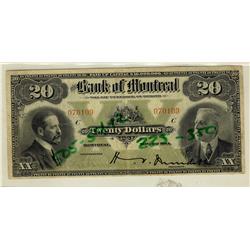 The Bank of Montreal 1914 $20 CH-505-54-12 #070109.  Nice Fine.