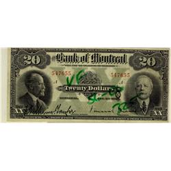 The Bank of Montreal 1923 $20 CH-505-56-06 #547655.  Nice VF.