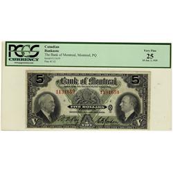 The Bank of Montreal 1935 $5 #1131659 PCGS VF25.