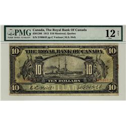 The Royal Bank of Canada 1913 $10 2199642, CH-630-12-08. PMG F12, comment Trimmed.