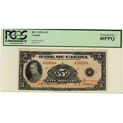 1935 $5 BC-5 #A246504, PCGS EF40PPQ.