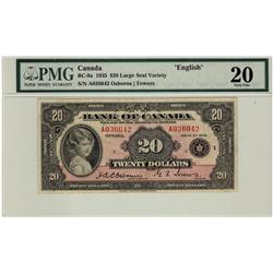 1935 $20 BC-9a Large Seal #A036042, PMG VF20. A bright example.
