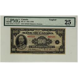 1935 $100 BC-15 #A07523, PMG VF25. A nice and bright example.