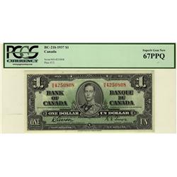 1937 $1 BC-21b #HA4250808, PCGS Superb Gem UNC67 PPQ. A perfect example. Very flashy. Possibly the f