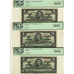 1937 $1 BC-21c #SL7047284-286 PCGS AU58PPQ.  Lot of 3 consecutive notes.