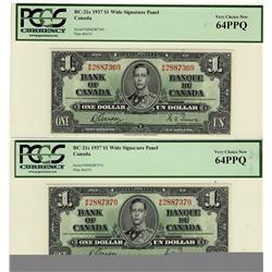 1937 $1 BC-21c #2887369 & 370 PCGS UNC 64PPQ.  Lot of 2 consecutive notes.