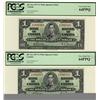 Image 1 : 1937 $1 BC-21c #2887369 & 370 PCGS UNC 64PPQ.  Lot of 2 consecutive notes.
