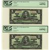 Image 1 : 1937 $1 BC-21c #9145255 & 258 PCGS UNC 64PPQ.  Lot of 2 notes.